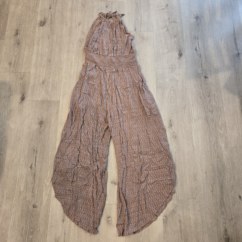 Nectar Sleeveless Wide Leg Smocked Jumpsuit Size Medium